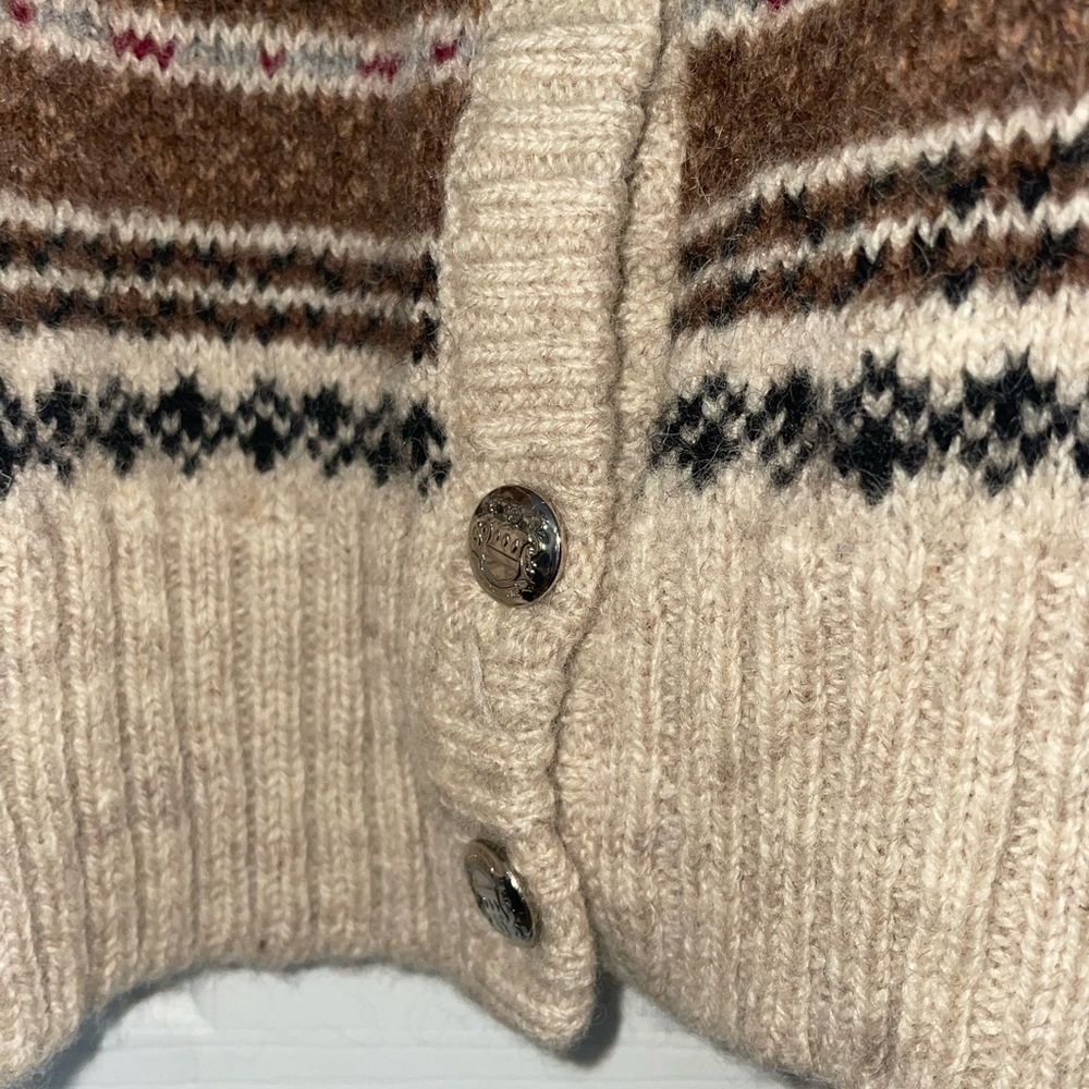 Aston Vintage Handmade Wool Sweater Striped Beige and Brown Women's Sweater - Picture 4 of 8